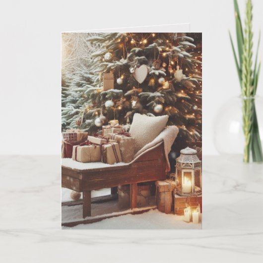 Vintage-kerstscène Feestdagen Kaart (Voorkant)