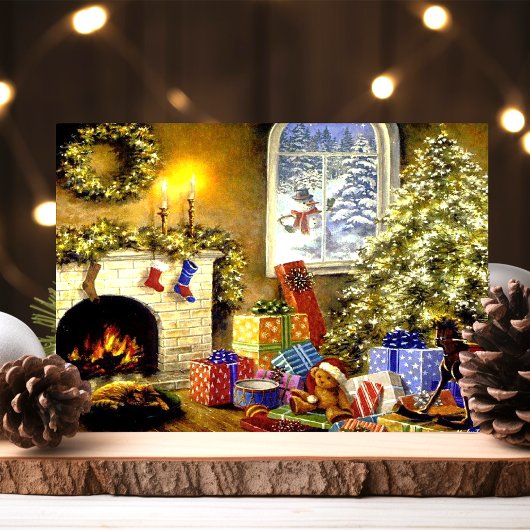 Vintage-kerstscène Feestdagenkaart