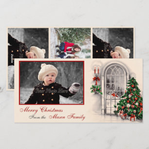 Vintage-kerstscène-fotokaart Feestdagenkaart