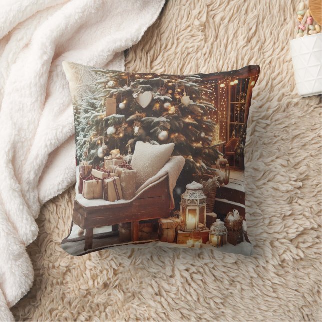 Vintage-kerstscène Kussen (Deken)