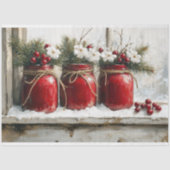 Vintage Kerstscène Mason Jars Decoupage Tissuepapier (Voorkant)