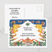 Vintage kerstscène met kerstman briefkaart (Voorkant / Achterkant)