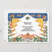 Vintage kerstscène met kerstman kaart (Voorkant)