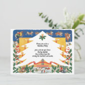 Vintage kerstscène met kerstman kaart (Staand voorkant)