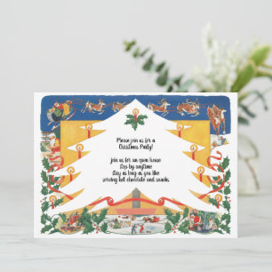 Vintage kerstscène met kerstman kaart