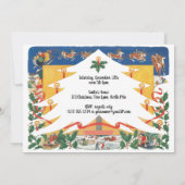 Vintage kerstscène met kerstman kaart (Achterkant)