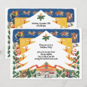 Vintage kerstscène met kerstman kaart (Voorkant / Achterkant)