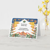 Vintage kerstscène met kerstman kaart (Gele Bloem)