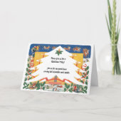 Vintage kerstscène met kerstman kaart (Voorkant)