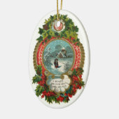 Vintage kerstscene Oval Ornament (Links)