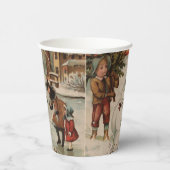 Vintage kerstscène schaatsen papieren bekers (Rechts)