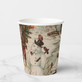 Vintage kerstscène schaatsen papieren bekers (Voorkant)