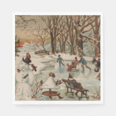 Vintage kerstscène schaatsen servet (Voorkant)