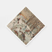 Vintage kerstscène schaatsen servet (Hoek)