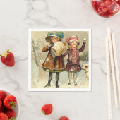 Vintage Kerstscène Vakantiepapier servetten (Insitu)