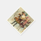 Vintage Kerstscène Vakantiepapier servetten (Hoek)