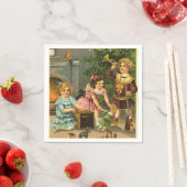 Vintage Kerstscène Vakantiepapier servetten (Insitu)