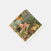 Vintage Kerstscène Vakantiepapier servetten (Hoek)