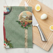 Vintage Kerstscènes en Damask Theedoek (Quarter Fold)