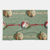 Vintage Kerstscènes en Damask Theedoek (Horizontaal)