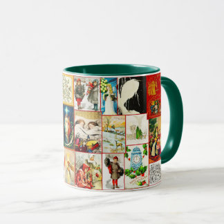 Vintage kerstscènes en Thema's Collage Mok