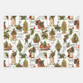 Vintage-kerstscènes, Holly & Music Collage Inpakpapier Vel (Voorkant 3)