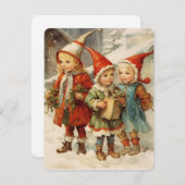 Vintage kerstschilderij met magisch kinder feestdagenkaart (Voorkant / Achterkant)