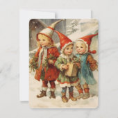 Vintage kerstschilderij met magisch kinder feestdagenkaart (Voorkant)