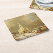 Vintage kerstschilderijen kartonnen onderzetters (Schuin)