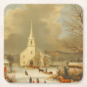 Vintage kerstschilderijen kartonnen onderzetters (Voorkant)