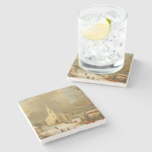 Vintage kerstschilderijen stenen onderzetter (Zijkant)