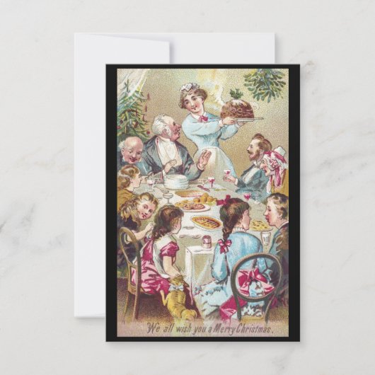 Vintage kerstschildering feestdag diner kaart (Voorkant)