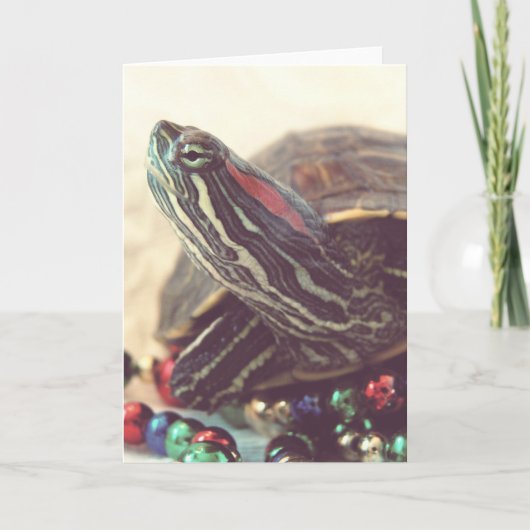 Vintage kerstschildpad feestdagen kaart (Voorkant)