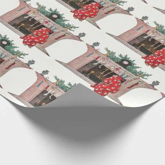 Vintage kerstschoorsteen cadeaupapier (Hoek)