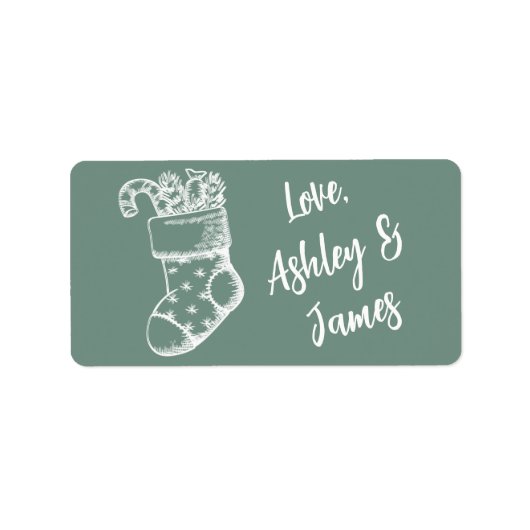 Vintage-kerstscript — Dusty Green Gift Label (Voorkant)