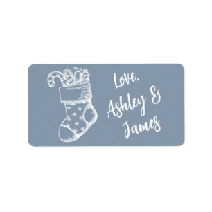 Vintage-kerstscript Stustblauw cadeaulabel Etiket