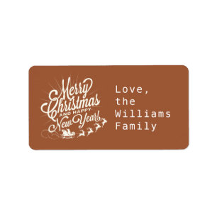 Vintage kerstscript TerraCotta Gift Label
