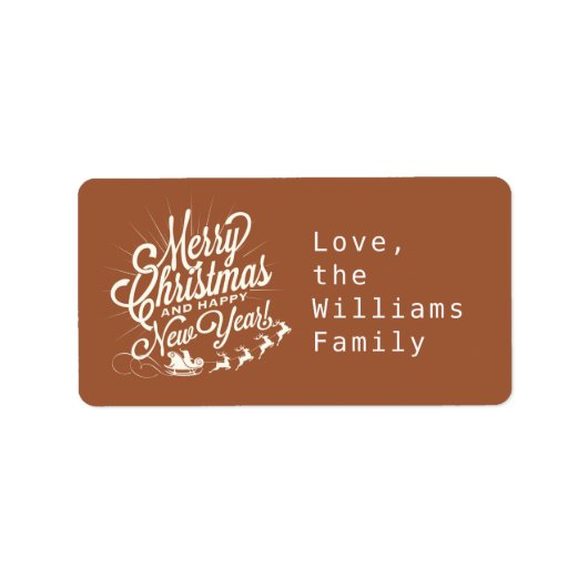 Vintage kerstscript TerraCotta Gift Label (Voorkant)