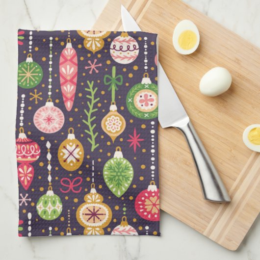 Vintage-kerstsierpatroon Theedoek (Quarter Fold)