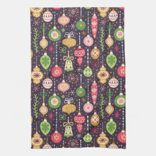 Vintage-kerstsierpatroon Theedoek