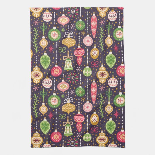 Vintage-kerstsierpatroon Theedoek (Verticaal)