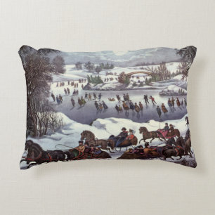 Vintage Kerstsleden, Central Park in de Winter Accent Kussen