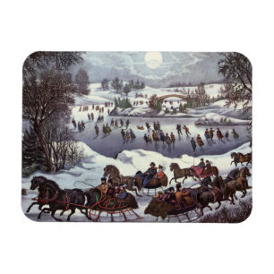 Vintage Kerstsleden, Central Park in de Winter Magneet