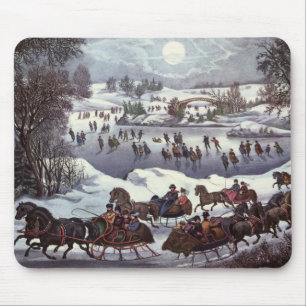 Vintage Kerstsleden, Central Park in de Winter Muismat