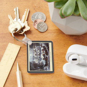 Vintage Kerstsleden, Central Park in de Winter Sleutelhanger