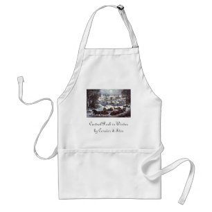 Vintage Kerstsleden, Central Park in de Winter Standaard Schort