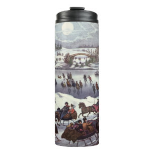 Vintage Kerstsleden, Central Park in de Winter Thermosbeker