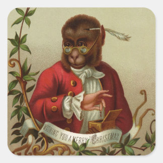 Vintage-kerstsleutel Vierkante Sticker