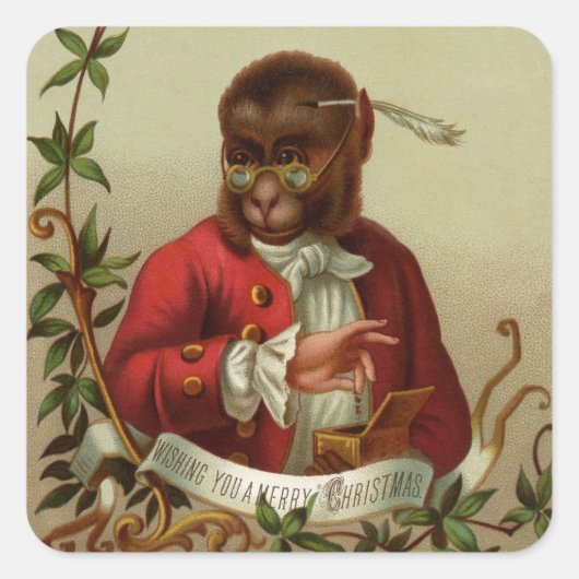 Vintage-kerstsleutel Vierkante Sticker (Voorkant)