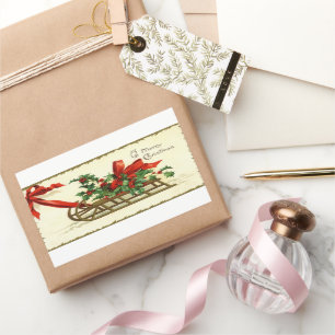 Vintage-kerstsmaakhoezen Rechthoekige Sticker